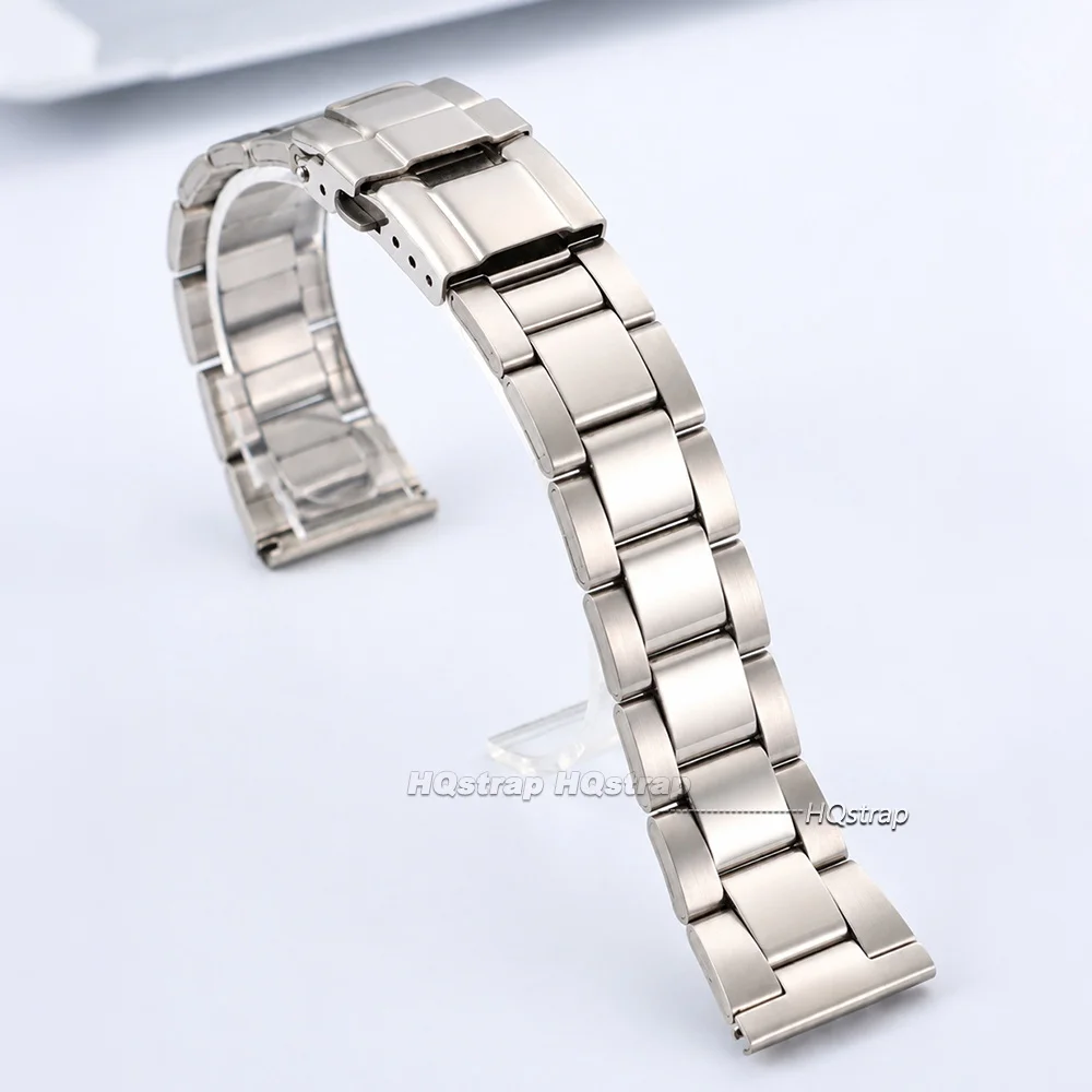 Middle Polished Stainless Steel Watch Band 20mm 22mm for Seiko for Rolex Universal Bracelet Folding Buckle Waterproof Wrist Band