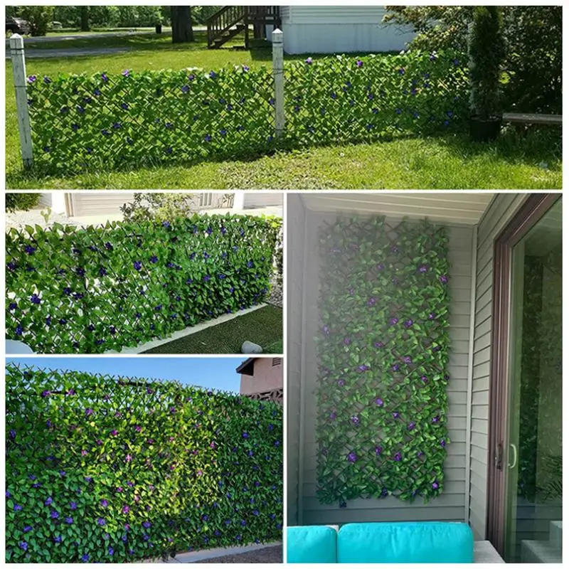 Artificial Leaf Privacy Fence Screen Expandable Faux Privacy Fence Willow Wooden Home Artificial Garden Fence For Courtyards