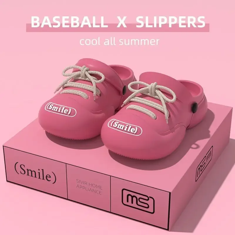 

Slippers For Women Wearing Thick Soled Outdoor Shoes Couple Indoor Anti Slip Summer Shoes Beach Toe Hole Shoes House Slippers