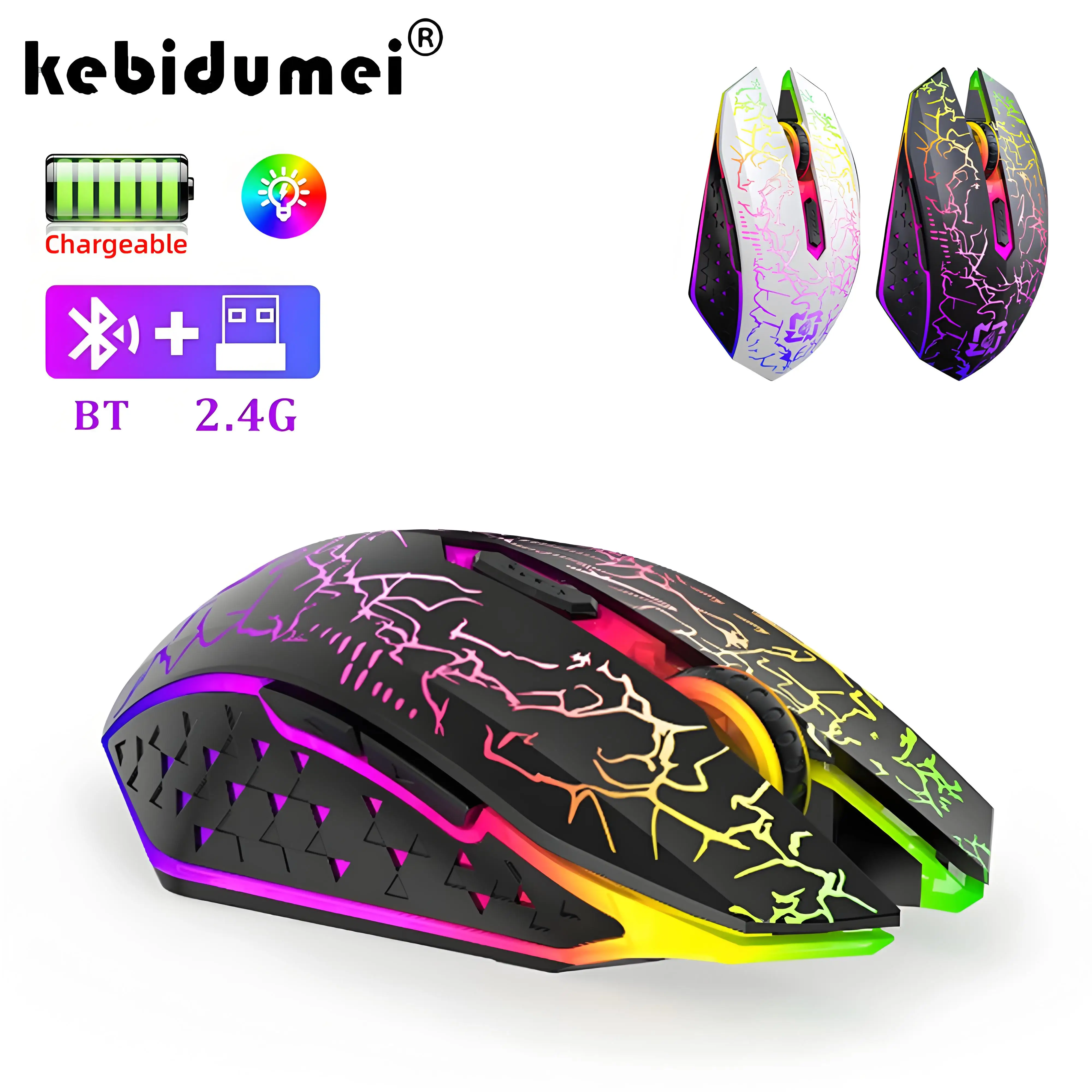 

Dual-Mode Bluetooth Mouse RGB 2.4G Wireless Mouse Gaming Mouse 6 Buttons Silent Mouse For MacBook Tablet Laptops Computer