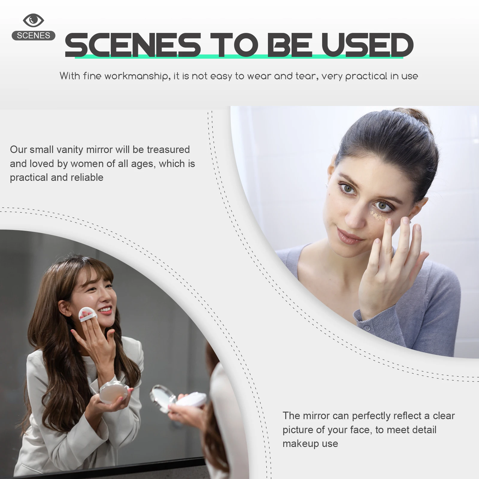 2Pcs Double-Sided Foldable Mini Makeup Mirrors Portable Compact Vanity Mirror Travel Pocket Size Mirror for Girls