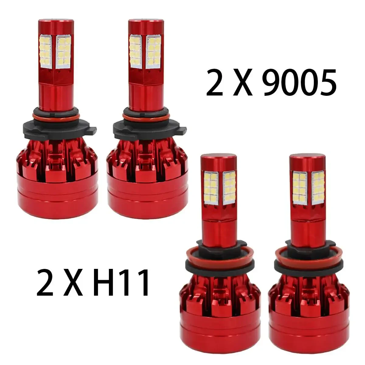 Lâmpada LED de alta potência para carro, lâmpada Turbo, farol automático, luzes de nevoeiro automático, Canbus, 6000K, H11, 9005, 4pcs