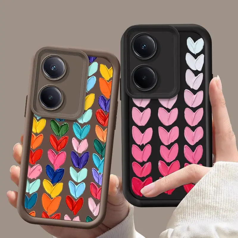 Y100 Oil Painting Love Protection Phone Case For VIVO Y27 Y22 Y21 Y20 Y19 Y17 Y16 Y15 Y12 Y12S Y11S Y11 Y5S Y03 Y02 Y02S Cover