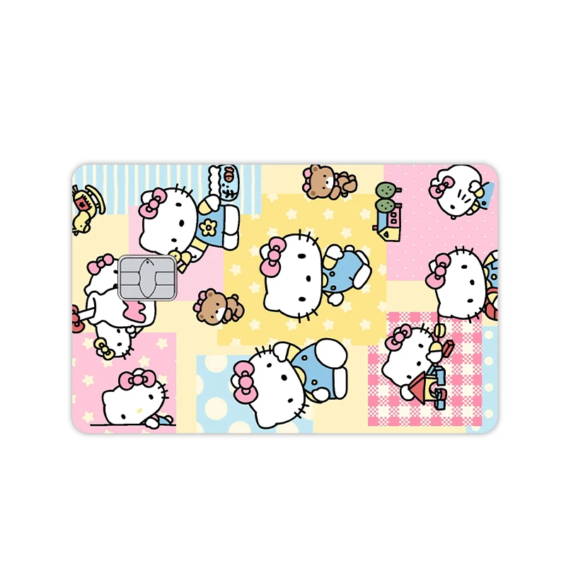 Anime Cute Hello Kitty Stickers Diy Film Tape Skin Kuromi Hangyodon for Credit Debit Card Bank Card Cover Sticker Front Side Toy