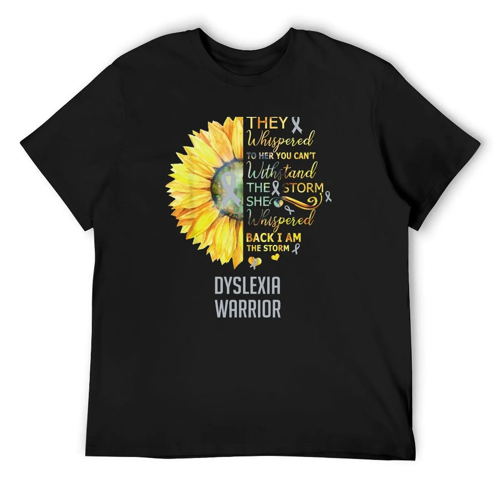 Dyslexia Awareness Warrior Support Survivor Silver Ribbon Gifts T-Shirt