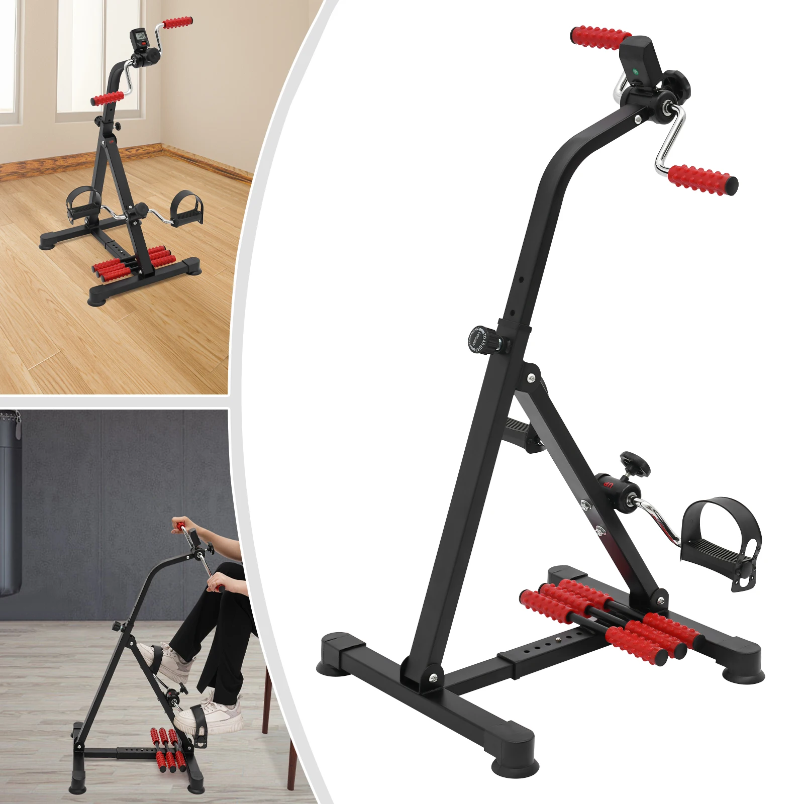 Bicicleta estática con pedal ABS, bicicleta deportiva manual negra, altura ajustable 36*38*93cm para entusiastas de los deportes