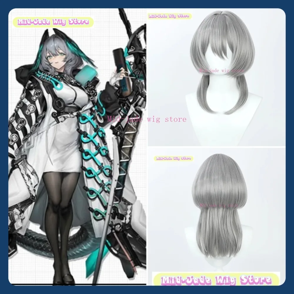 

Mid-jade Wig Store Arknights Ho'olheyak Cosplay Wig Anime Game Role-playing Synthetic Hair Halloween Party Costumes Props