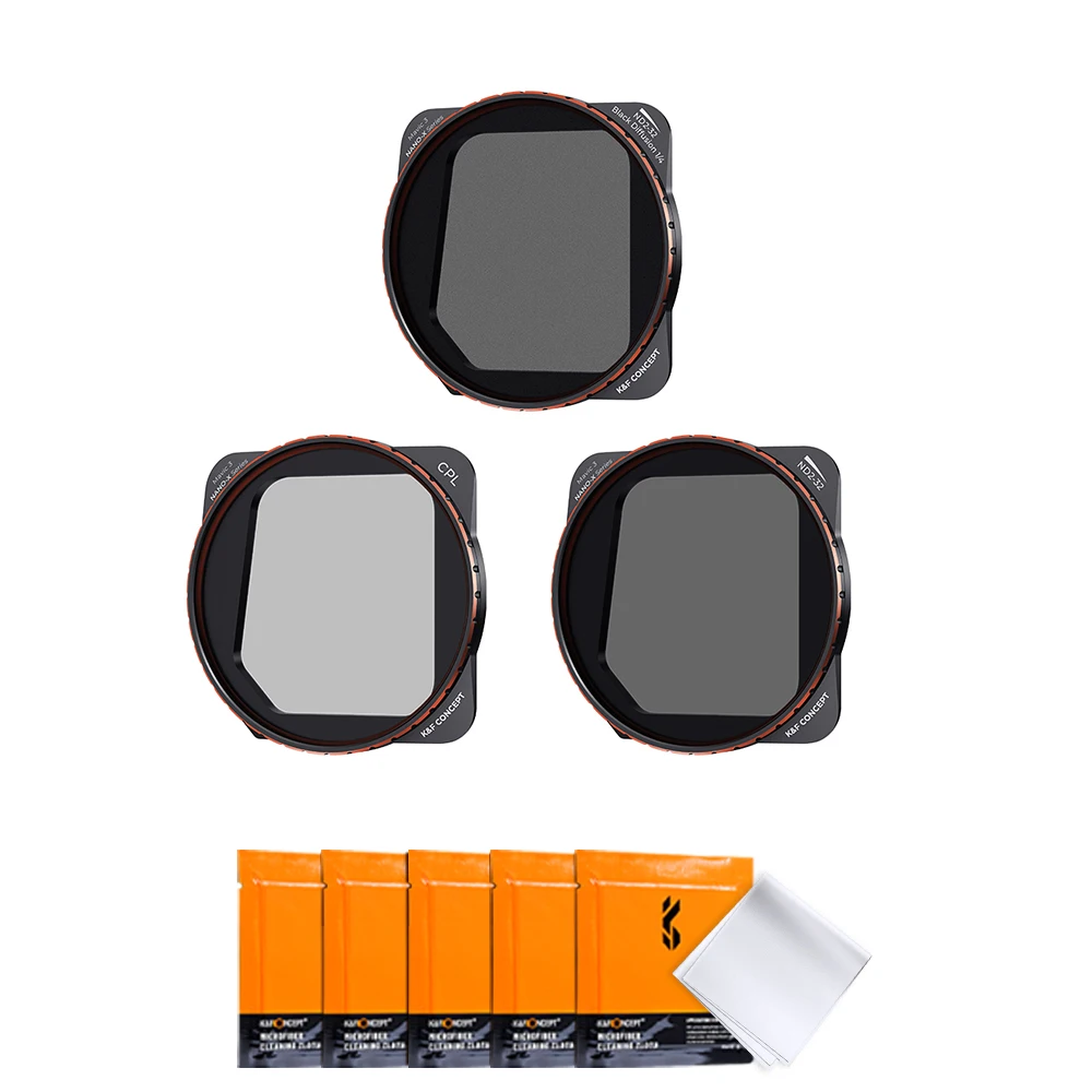 

K&F Concept Black Diffusion 1/4&ND2-32 2 in 1+Variable ND2-ND32+CPL Filter Kit (3 Pcs) for DJI Mavic 3/ Cine