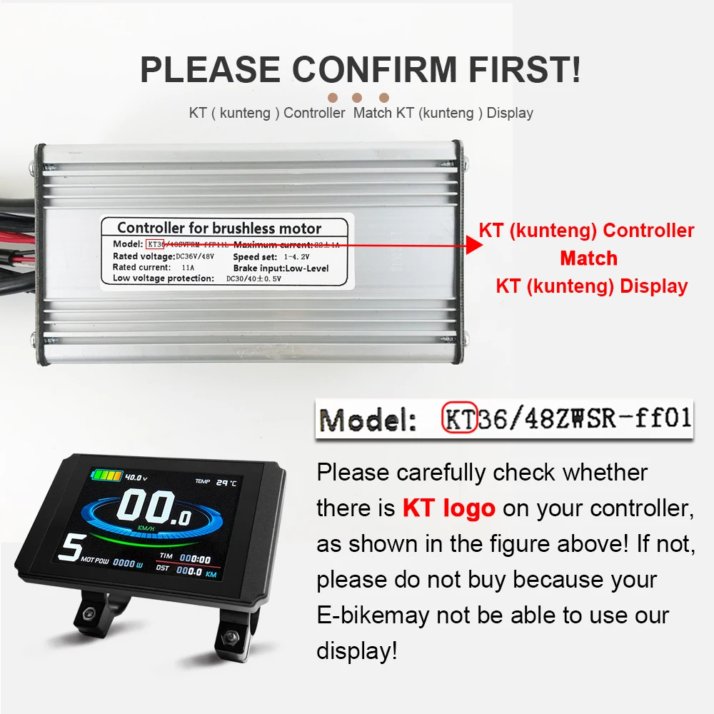 KT Ebike Display 24V36V48V72V intelligent KT LCD8H Electric Bike Display for ebike Kunteng Controller SM or Waterproof Connector