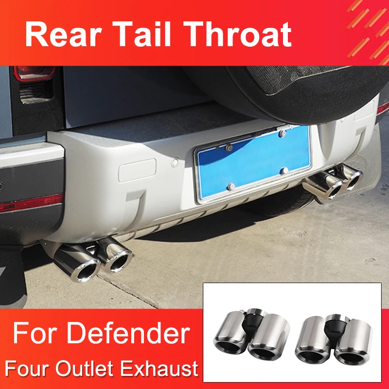 Four Rounded Rear Tail Throat for Land Rover Defender 90/110 2020-2022  Stainless Steel Quad Exhaust Tip 3.0T New Equipment