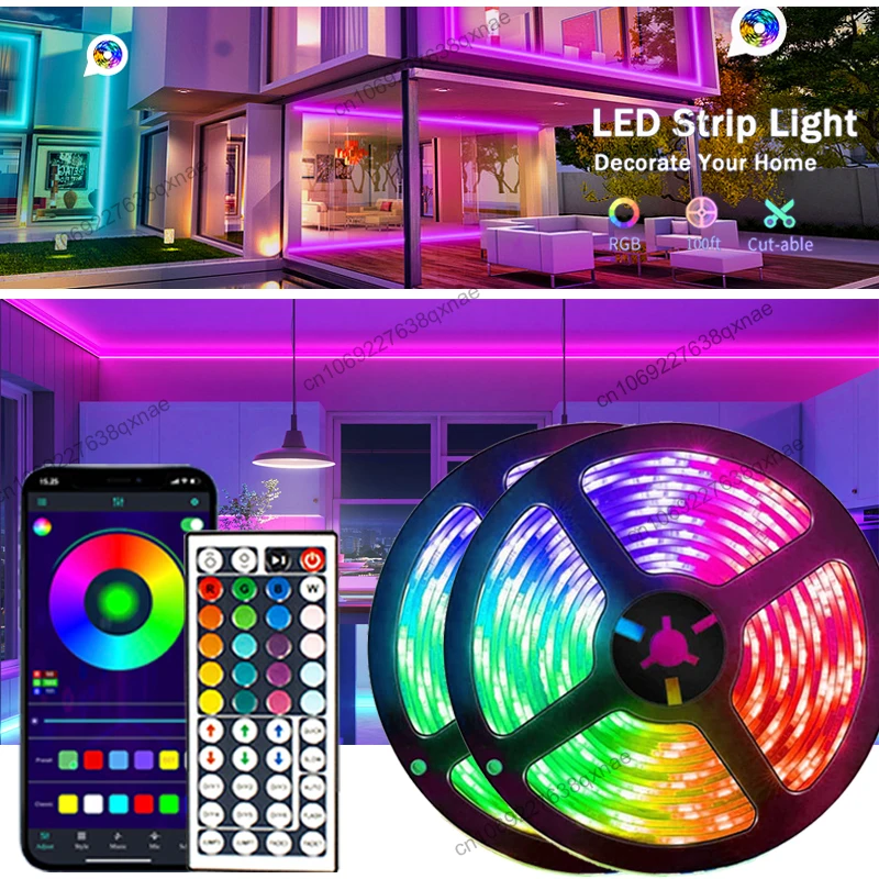 DuDu 100ft Led Strip Lights RGB SMD5050 Usb Music Sync Bluetooth Led Lights for Bedroom Room Decoration Neon Light Flexible Lamp