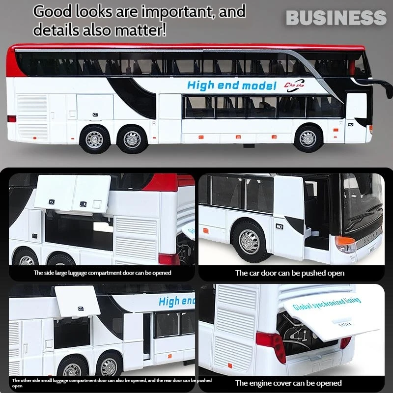 مثيرة للاهتمام 1/30 سبيكة كبيرة ذات طابقين حافلة محاكاة نموذج حافلة رائعة حافلة الديكور جمع هدية عيد ميلاد الصبي #5