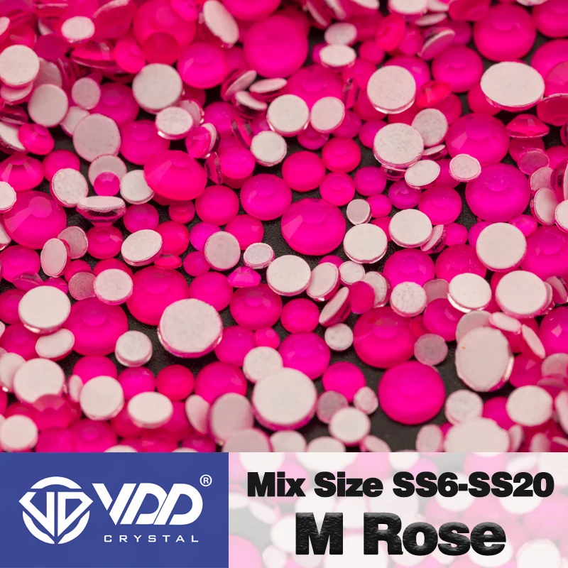 VDD Großhandel Neue Neon Farbe Mix Größe SS6-SS20 Glas Strass Kristall Hohe Qualität Flatback Steine DIY Nail art Dekorationen – Detail 25