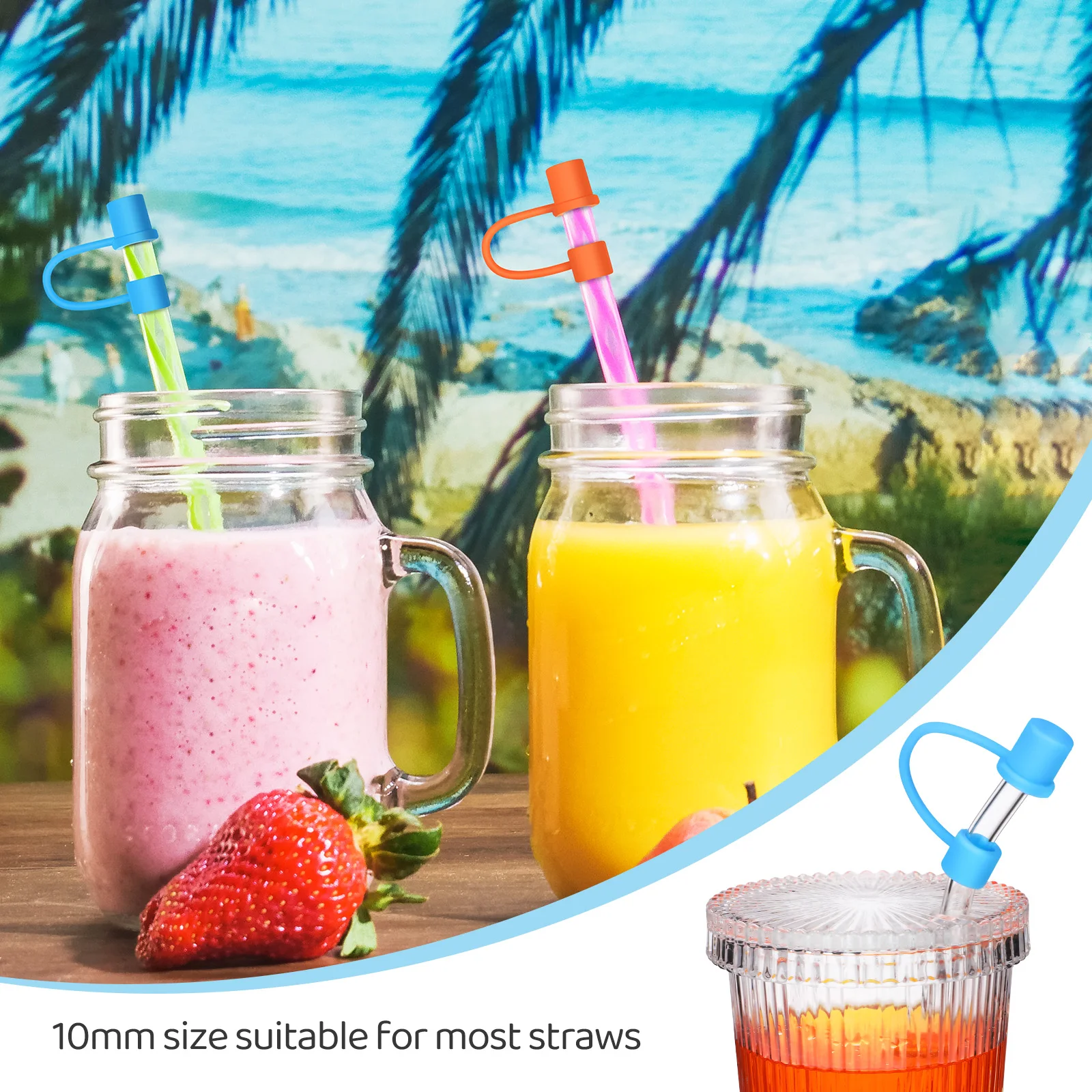 

24 Pcs Silicone Straw Lid Bulk Cover Cap Toppers Silica Gel Cute Covers for Reusable Straws Tip