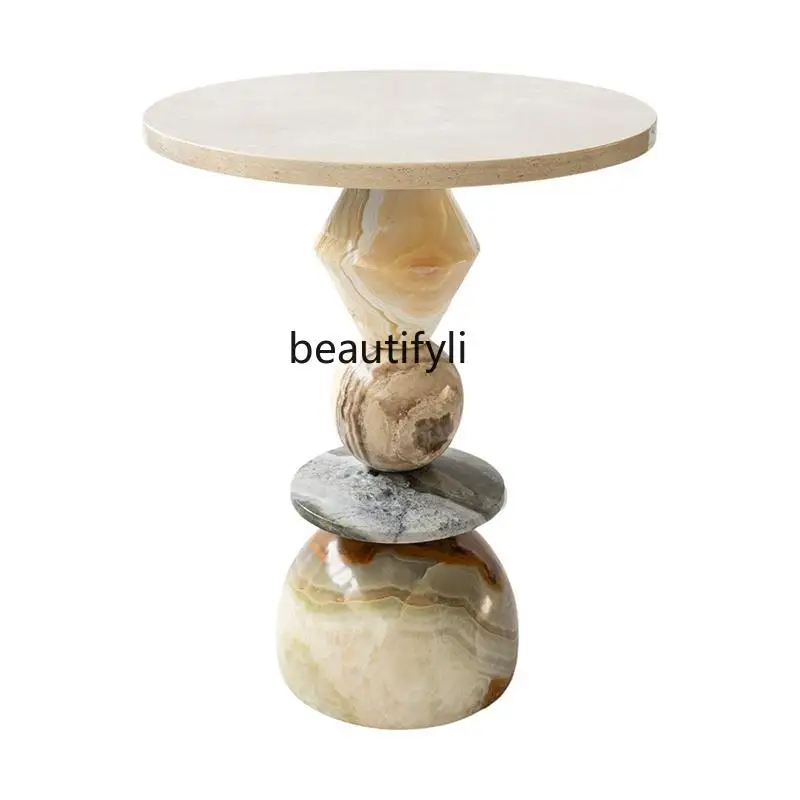 

Living room negotiation table marble modern simple round American country retro creative balcony small table