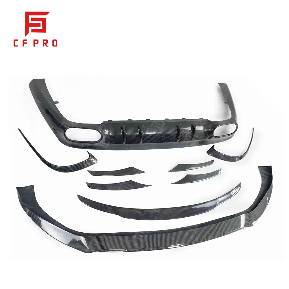 For Mercedes Benz CLS Class W257 Carbon Fiber Front Rear Bumper Lip Air Knife Trim Kit Rear Trunk Spoiler Accessories