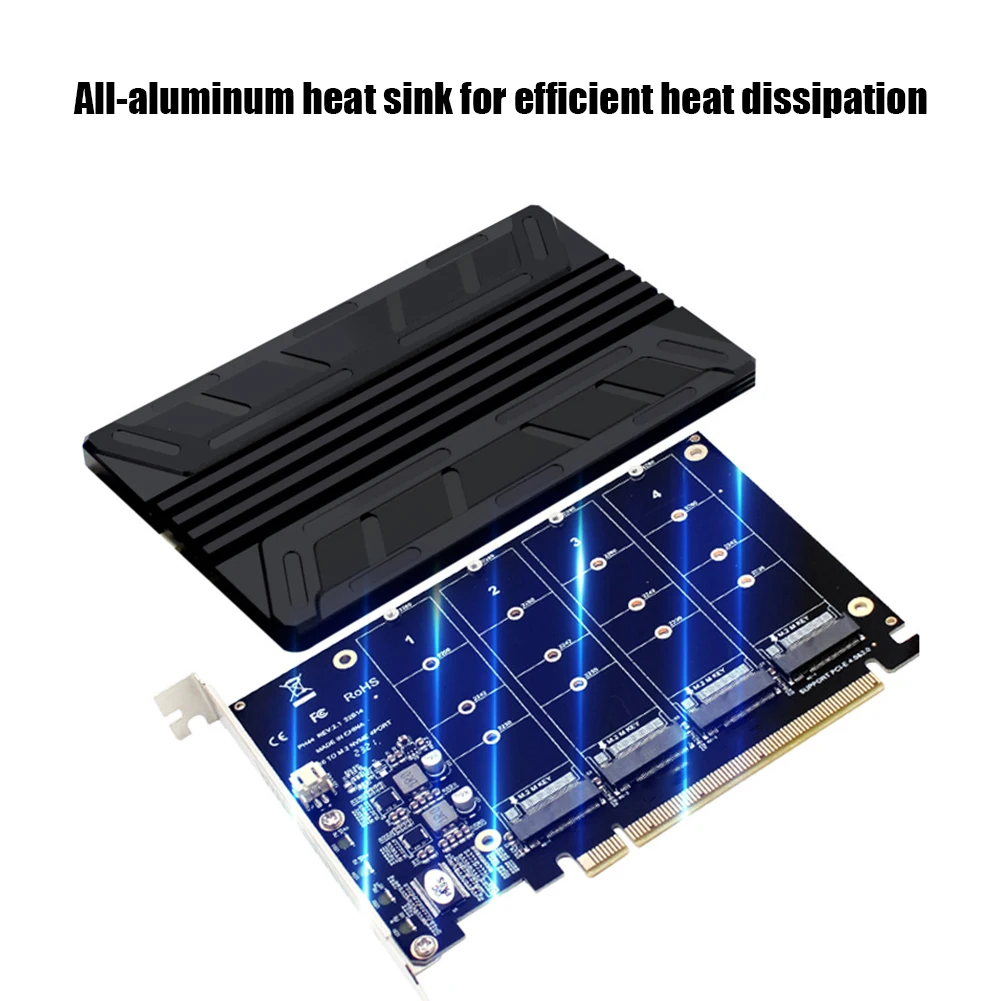 

M.2 NVMe SSD в PCIE X16M Key Конвертер жесткого диска Считыватель 4-портовый преобразователь адаптера Адаптер расширения Материнская плата