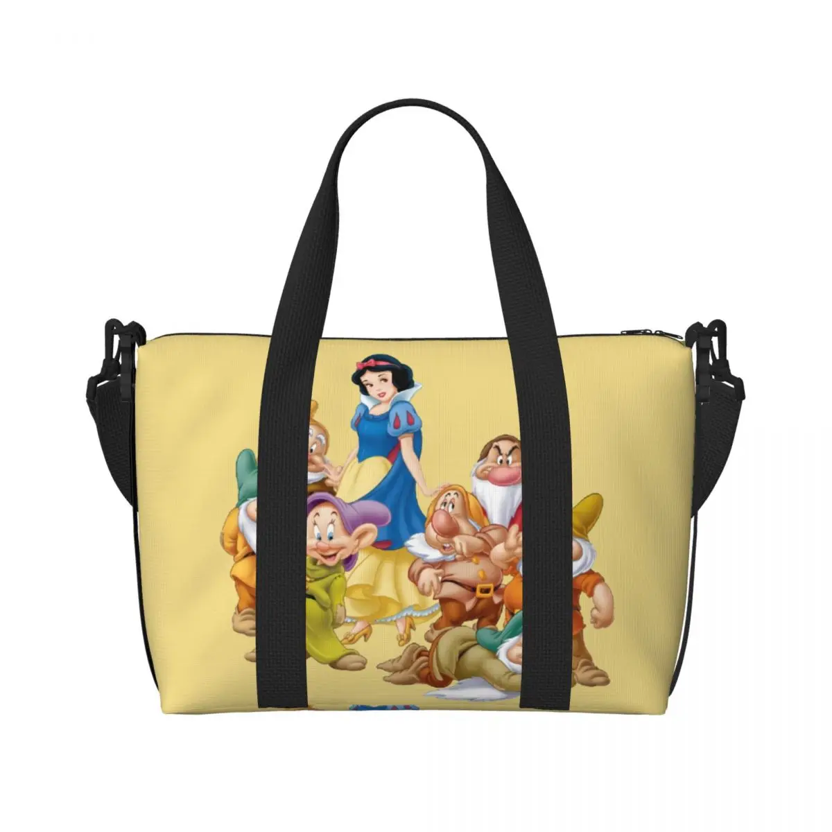 Custom Snow White And The Seven Dwarfs Cartoon Groceries Shopping Tote Bag Women Big Capacity Funny Beach Gym Travel Bags