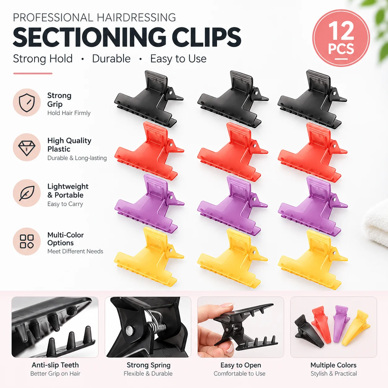 12pcs Crystal Hair Clips Hairdressing Clamps Claws Clips Barber Hairpin No Harm To Hair Salon Styling Tools Styling