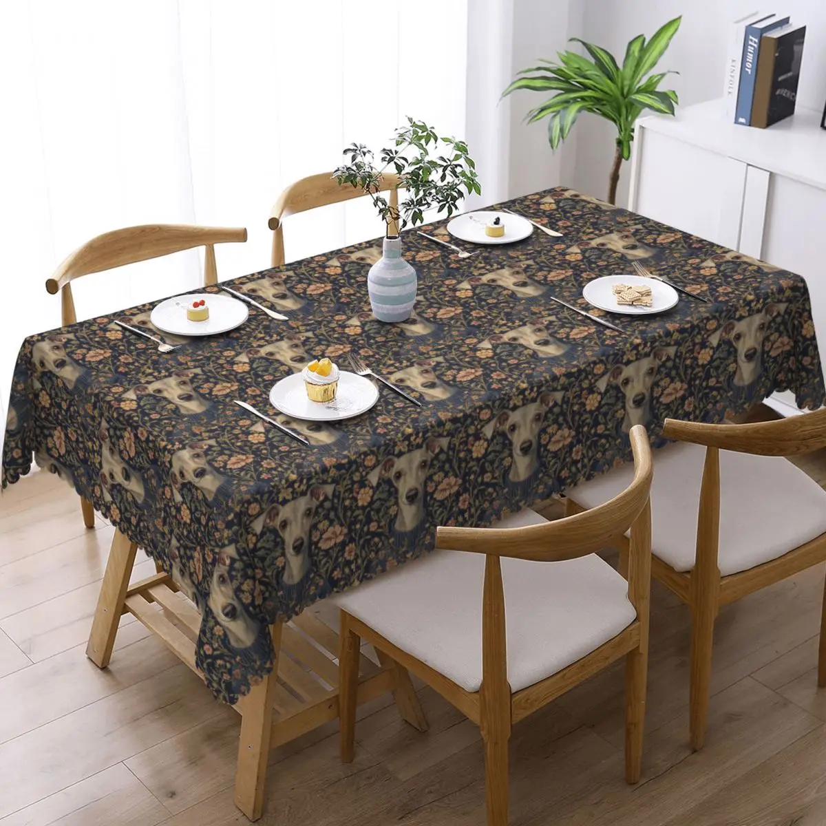 Whippet Peeping Whippet Greyhound Lurcher Dog Custom Rectangular Tablecloth Oilproof Table Cover for Dining Events Table Cloth