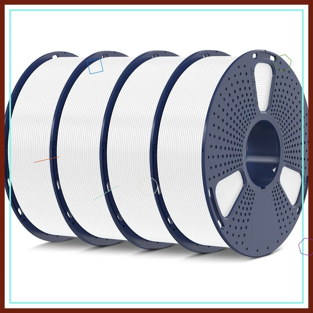

4kg PLA 3D Printer Filament Bundle, 1.75mm ±0.02mm, Vacuum Packed, 4 Spools, White