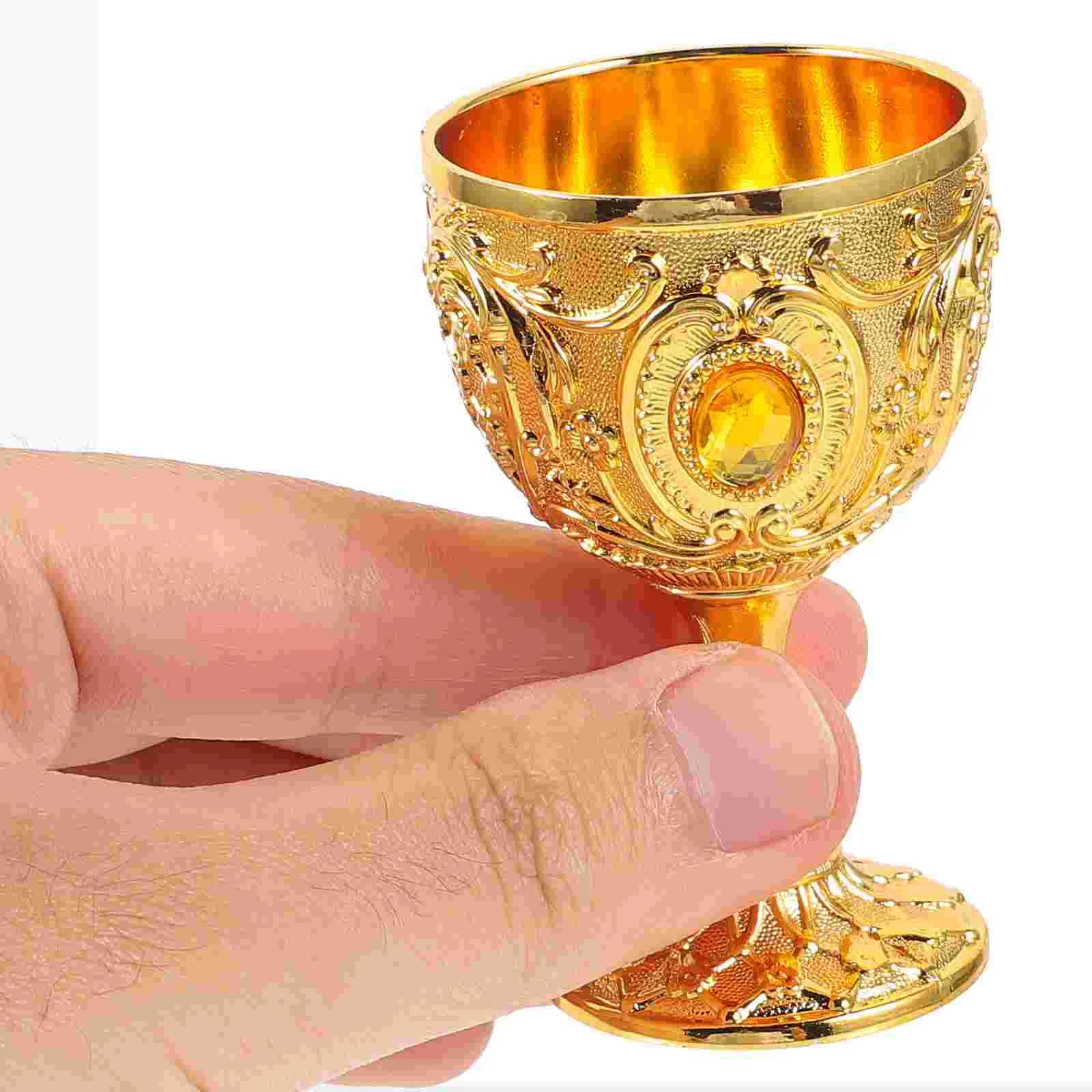 30ml Vintage Glass Cup Gold Reusable Cup Embossed for Whiskey Tea Compact Reusable Home Camping Barware