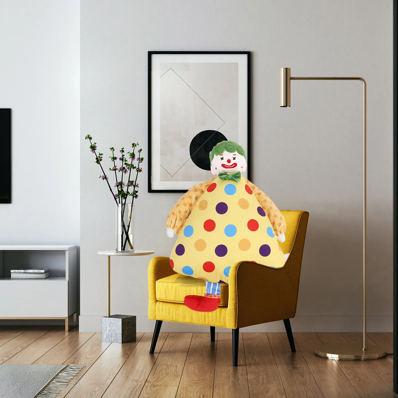 

Charming Clown Design Throw Pillow for Kids Room Bedroom Sofa Chair Decor Soft Comfortable Supportive Cushion Carnival Theme