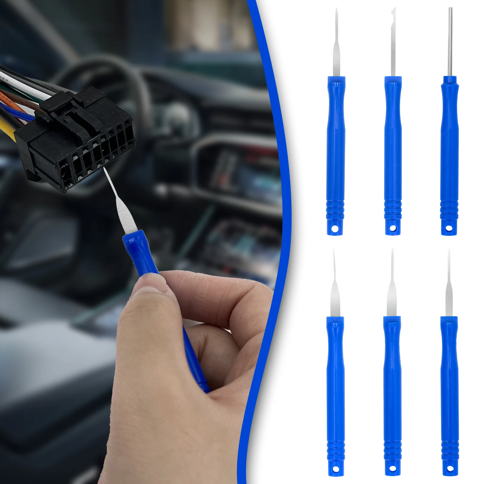 6Pcs Car Cable Plug Removal Tool Pin Extractor Repair Remover Key Tools Car Auto Cable Plug Remove Pin Puller