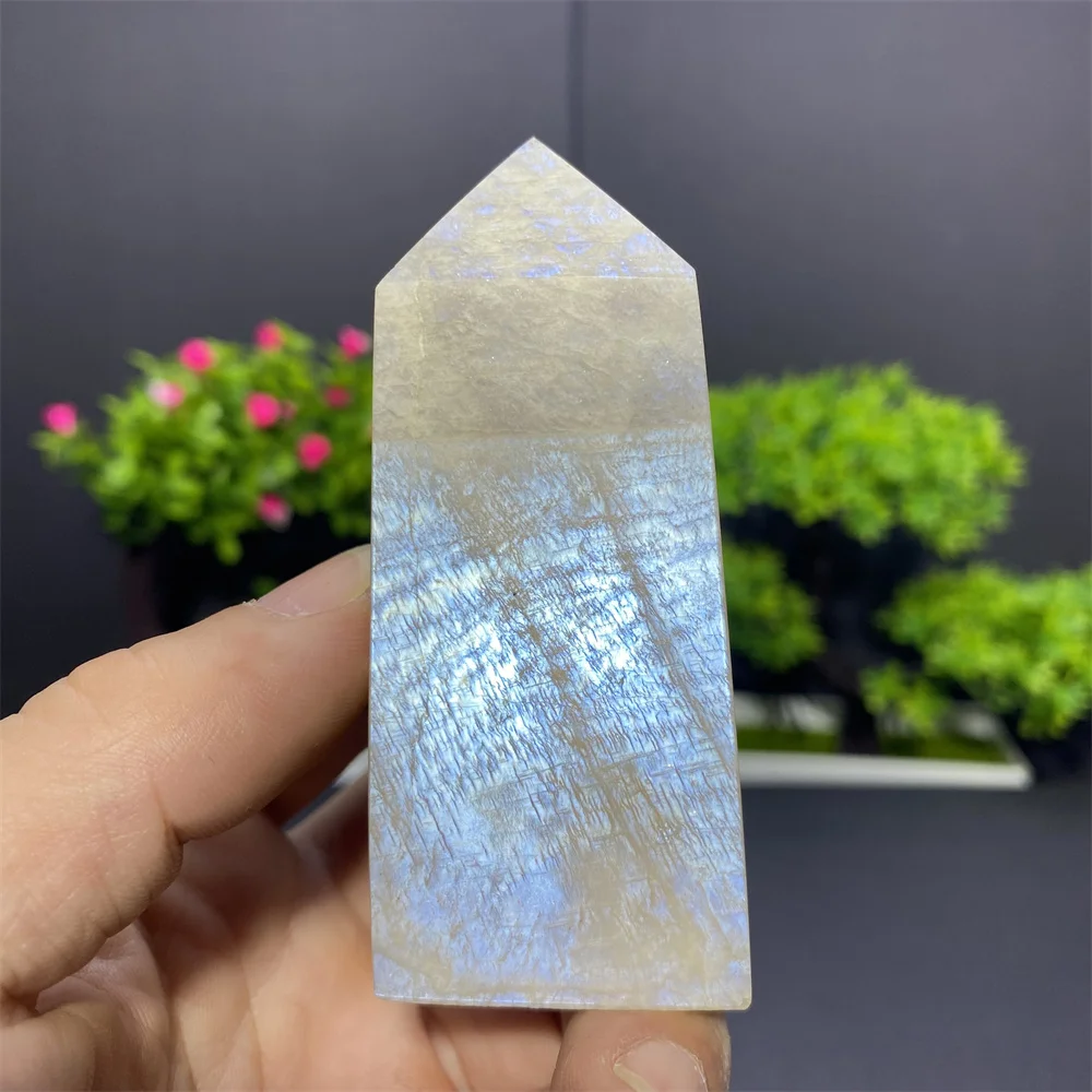 Natrual Crystal Rainbow Moonstone Polished Gem Flashy Shinning Stone Spiritual  Healing Energy Reiki Home Decoration Gift