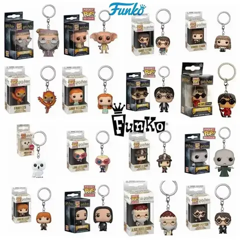 Funko POP 키 체인 장난감 헤르미온느 도비 덤블도어 지니 론 헤드위그 보가트 스네이프 볼드모트 포크스 루나 포켓 팝 열쇠 고리 장난감