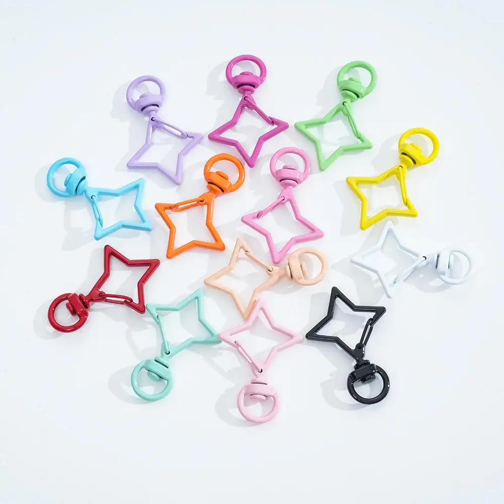 30pcs 26x38mm Star Rhombus Shape Snap Buckles Keychain Lobster Clasps For Making Key Ring Hooks Handcraft Jewelry Accessories