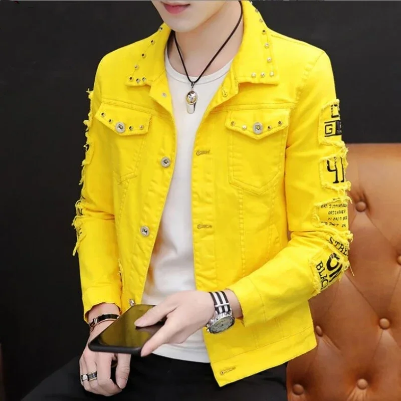 

Spring 2023 New Broken Brand Loose Casual Denim Jacket Black Denim Jacket Coat Men's Korean Fashion Men' Suit Jacket Streetwear