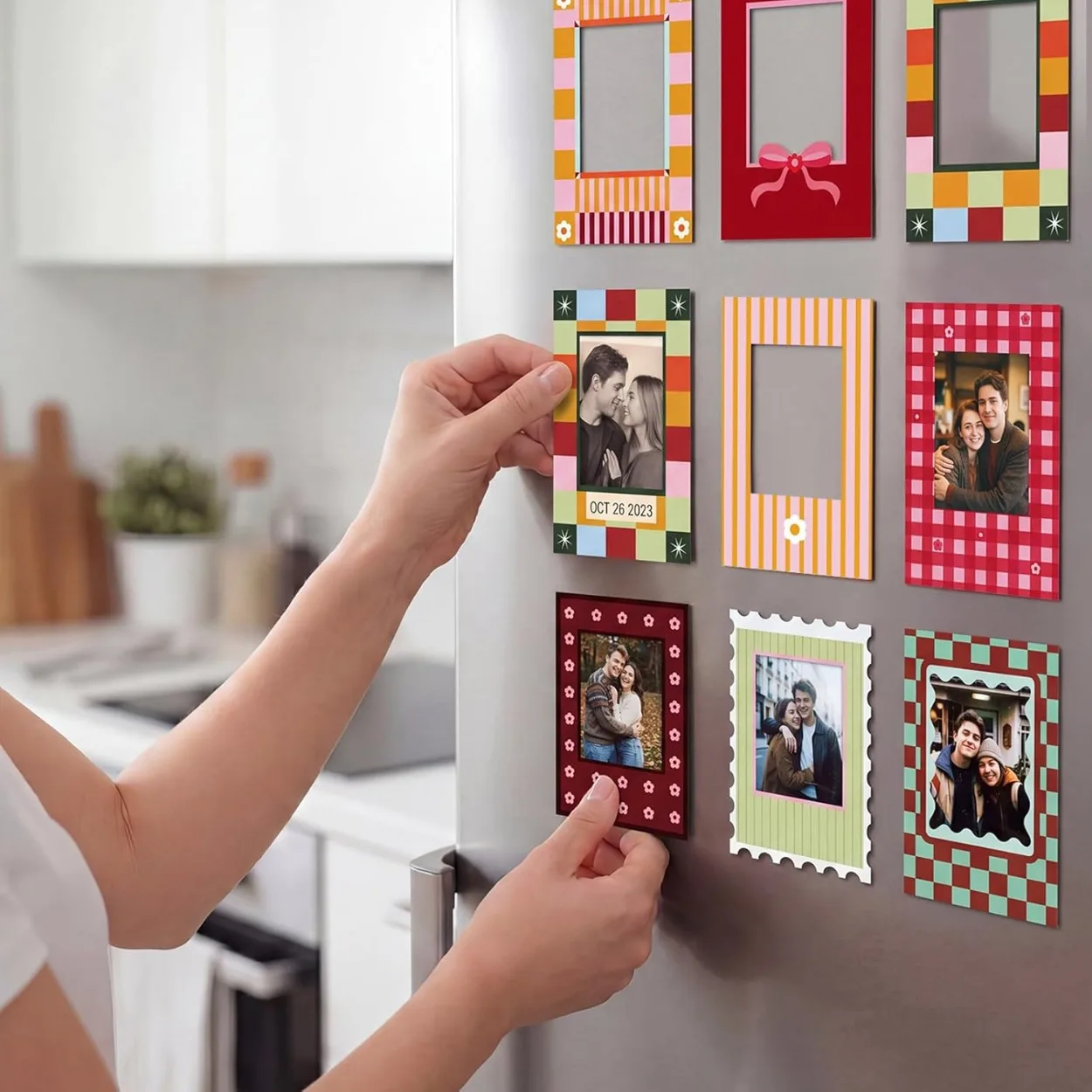 8-teiliges Set magnetischer Rahmen für den Kühlschrank, kompatibel mit 2×3-Zoll-Polaroid-Minifotos, magnetische Dekoration für den Kühlschrank – Detail 4