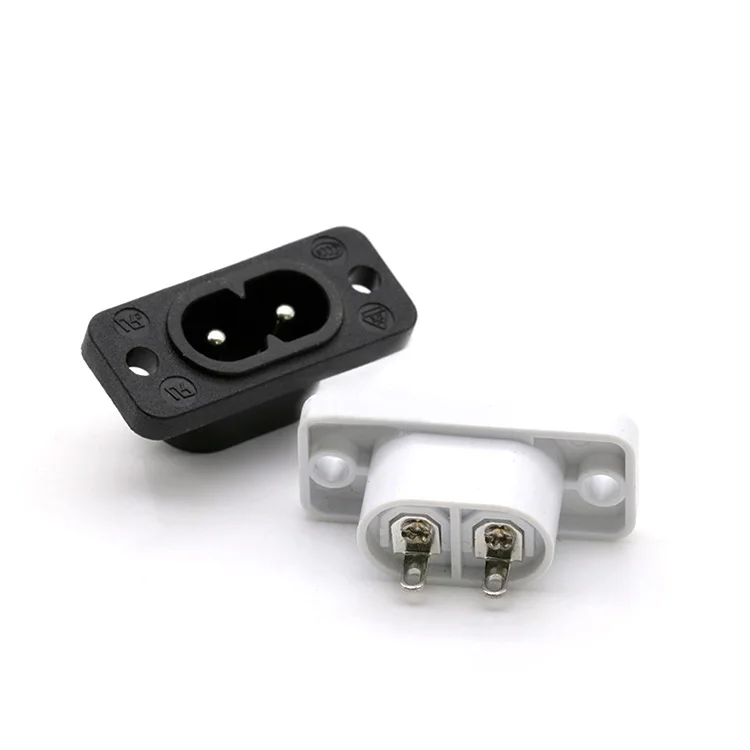 التيار المتناوب 8 أرقام IEC320-C8 مقبس الطاقة الصناعية 250V2.5A 8 الشكل مقبس الطاقة ثنائي الدبوس 35x15 مللي متر مع فتحتين