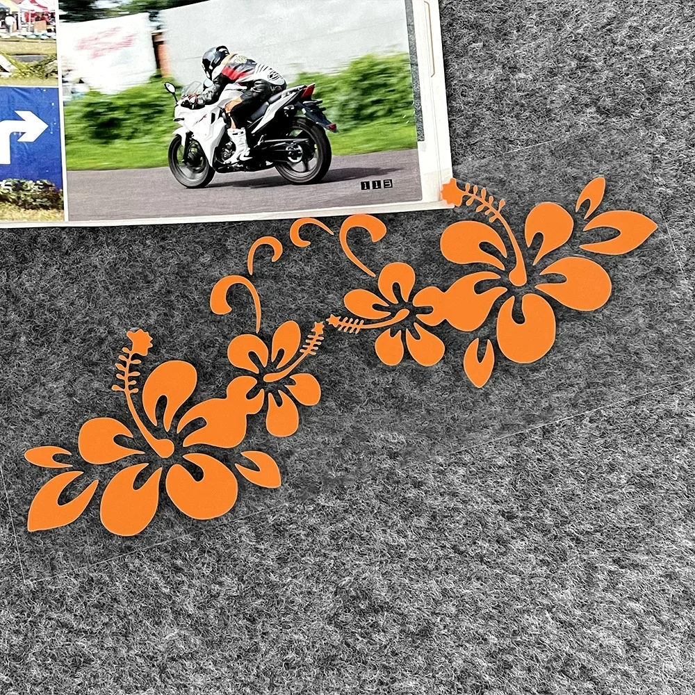 Voor Honda Toyota Hawaiiaanse Hibiscus Bloemvorm Reflecterende Motorfiets Scooter Elektrische Helm Body Window Voorruit Auto Sticker