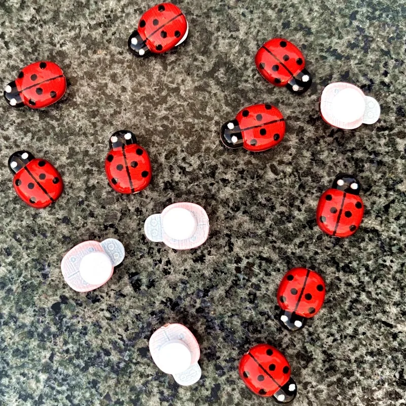 Red Acrylic Ladybug Self-Adhesive Stickers Home Wedding Party Decor Handicrafts Halloween Gifts DIY Potted Plants Decor Supplies