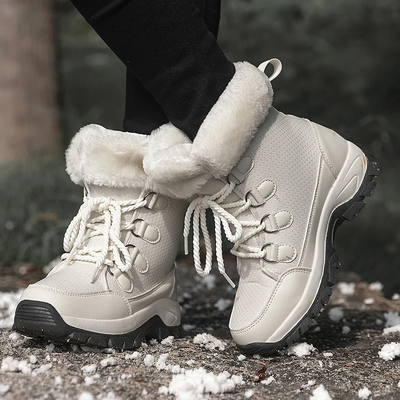 Botas de Invierno para Mujer, Cálidas para Exteriores, con Piel Sintética,  Botines Antideslizantes y Resistentes al Desgaste