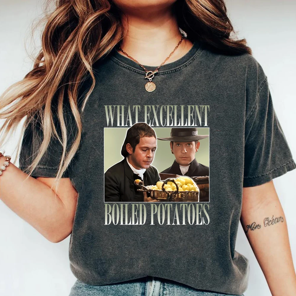Boiled Potatoes Funny Meme T Shirt Jane Austen Shirt Pride and Prejudice Tshirt Bookish Graphic Shirt Unisex Short Sleeves Tops