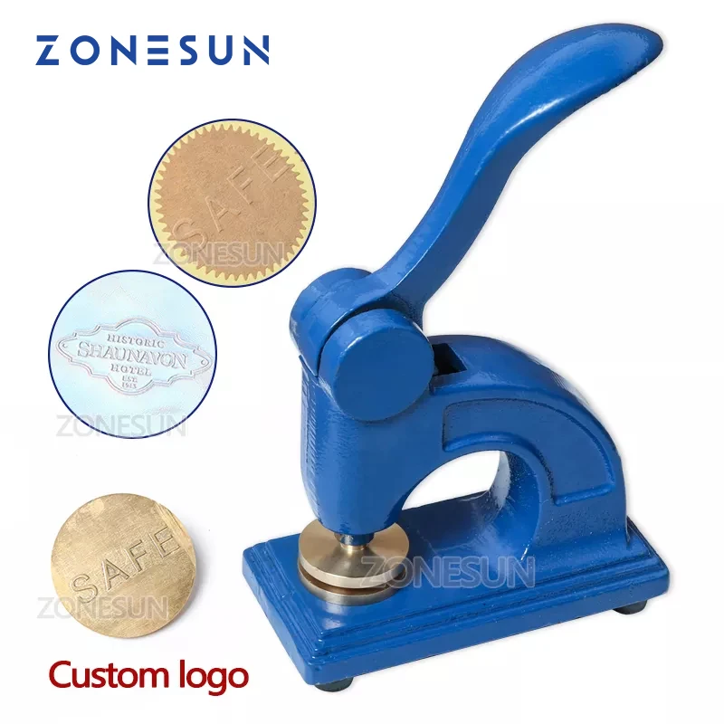 

ZONESUN HF1 Design Customize Logo Embossed Stamp Stainless Steel Seal for Office Bussiness And Unversity Document