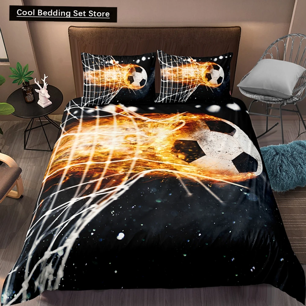 

Football Bedding Set Printing Pillowcase Quilt Cover Soccer Duvet Covers Home Textiles Queen King Size Sport Theme Quilt Cover