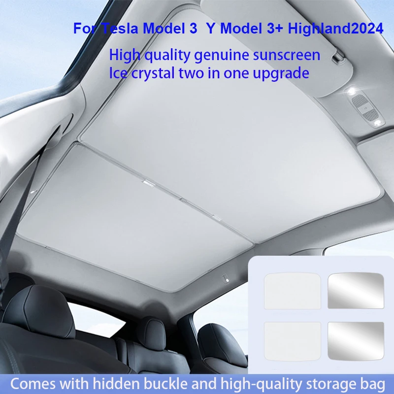 

Sun Shades For Tesla Model 3+ Highland 2024 Y 2021-2023 Ice Cloth Buckle Sun Pare Glass Front Rear Sunroof Skylight Accessory
