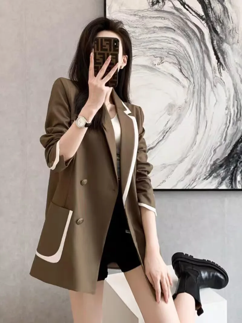 Korean Women's Large Blazer Coats Spring Autumn Fashion Version Loose Top Coat Office Work Clothes Grace Fall Jacket for Women