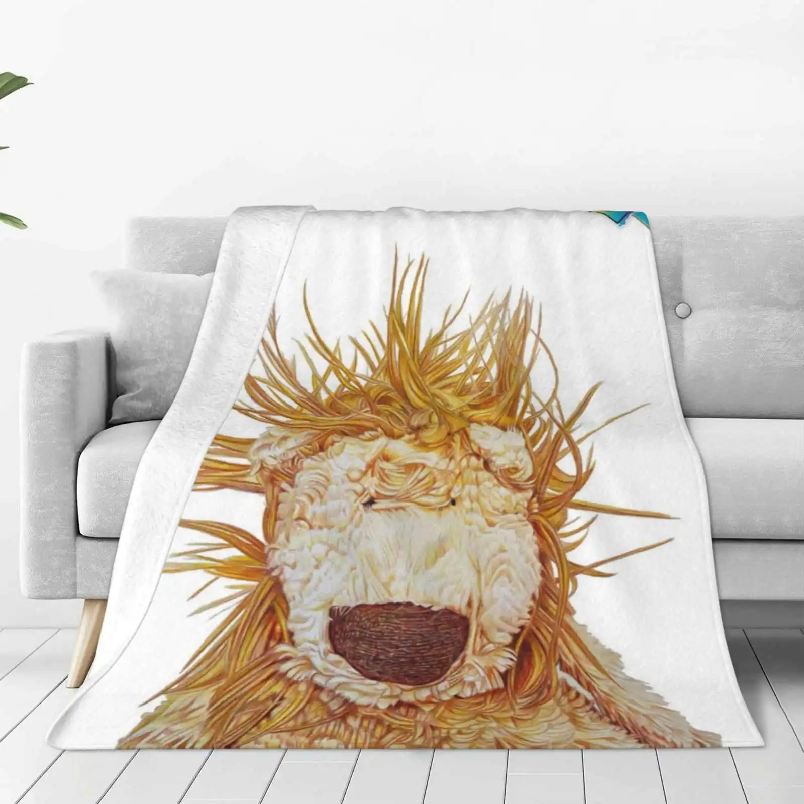 Bed Head Lion Soft Warm Light Thin Blanket Lion Stuffie Stuffed Animal Hyperrealism Hyperrealistic Colored Pencil Kate Love