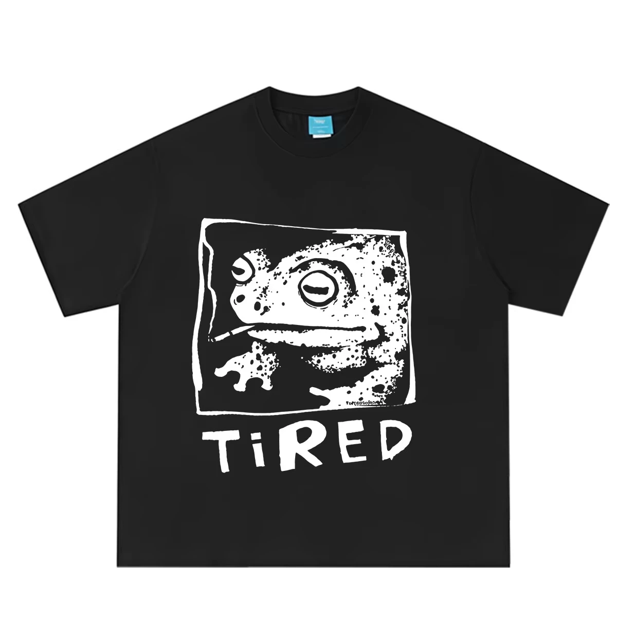 Tired Frog Funny Graphic T Shirts Men Women Vintage Casual Cotton Short Sleeve T-shirt Hip-hop Punk Oversized Loose T-Shirts
