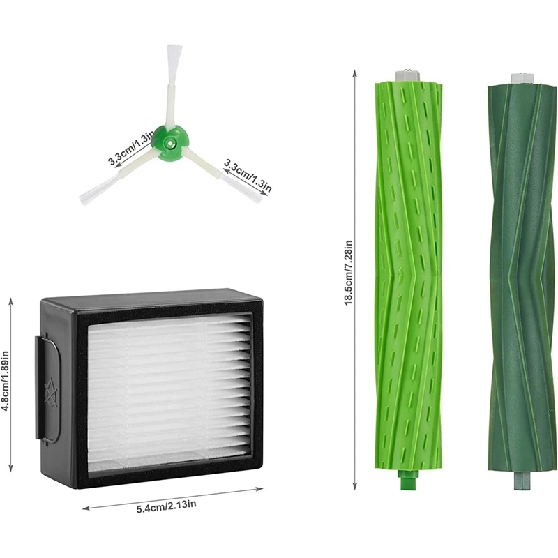 Резиновые щетки для пылесоса Irobot Roomba, щетки с несколькими поверхностями, зеленые аксессуары, совместимы с Irobot Roomba Combo J7 +/Plus, 1 комплект