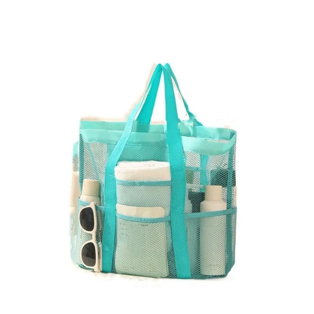 

Sport Nylon Mesh Beach Bag Zipper Pockets Hollow Out Handbag Anti-lost PVC Swimming Tote Bag Men
