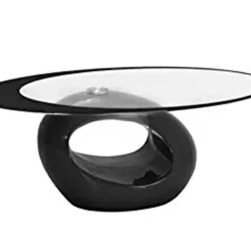

Gravity Decor Contemporary High Glossy fiblerglass Oval Glass Coffee Table