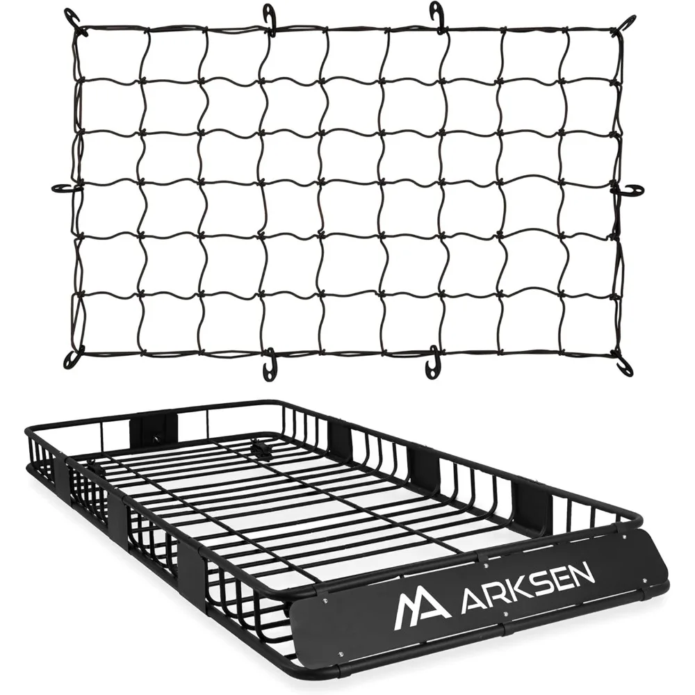 

84 x 39 x 6 Inch Universal 250LB Heavy Duty Roof Rack Cargo with Cargo Net, Car Top Luggage Holder Carrier Basket with Extensio