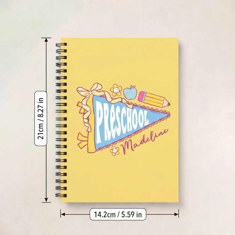 Custom Name School Spiral Notebook,Personalized Grade Text Printing,Wire-O Binding Notepad,