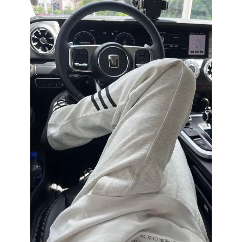 

Snowflake ey Tee-Striped Sweatpants Men's American High Street Drape Straight Sport Loose Wide Leg Casual Trousers